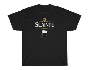 SLÁINTE Stout T-Shirt | Unisex Tee | St Paddy's Patrick's Day Irish Ireland Sláinte Leprechaun Shenanigans Shamrock