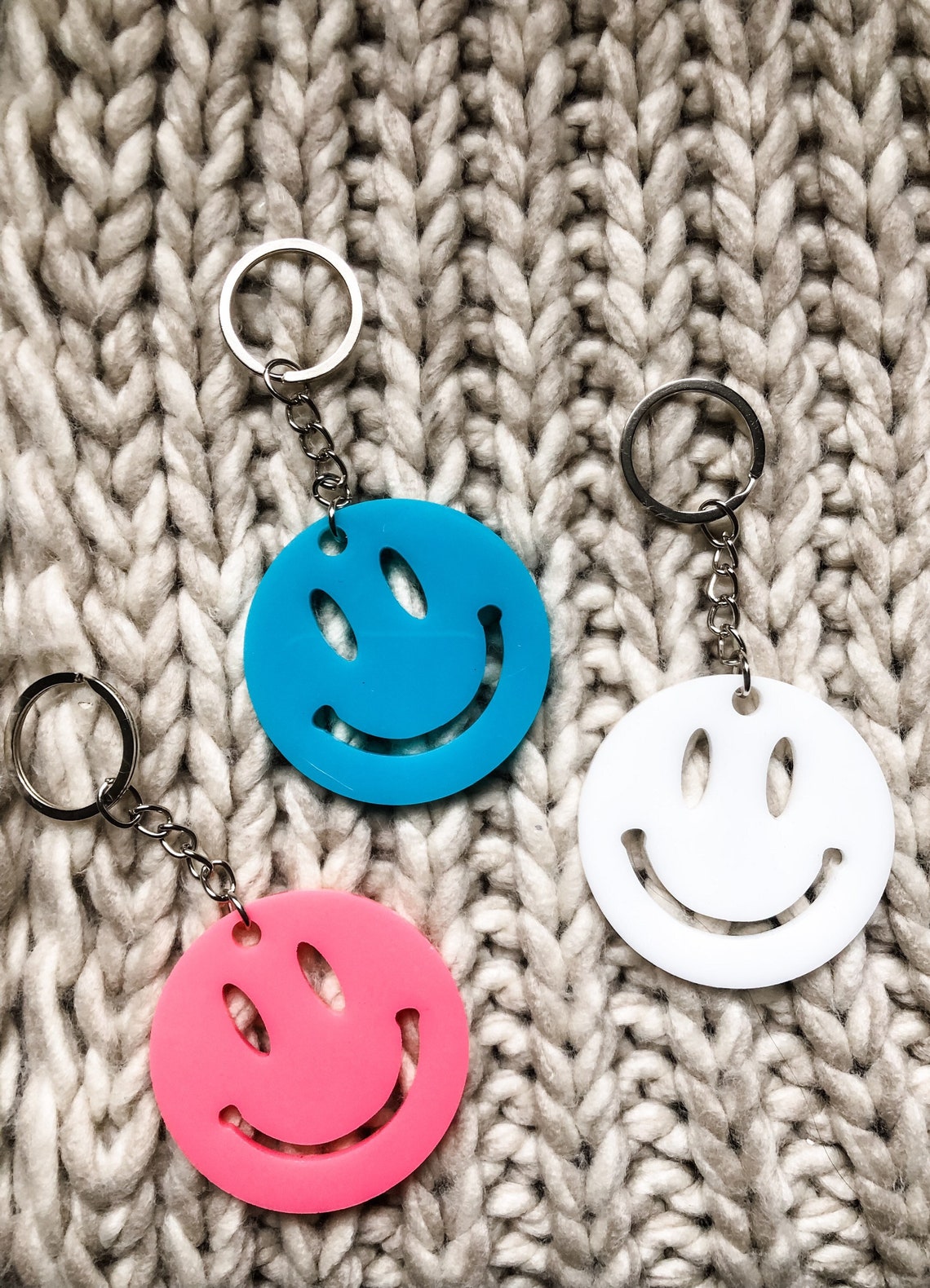 Smiley Face Keychain Smiley Smiley Face Keychain Etsy