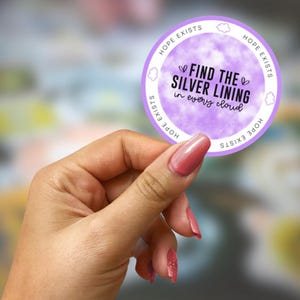 Sticker pour revêtement intérieur argenté, sticker nuage inspirant, citation L'espoir existe, affirmation positive, sticker motivant violet, 2 ou 3 pouces