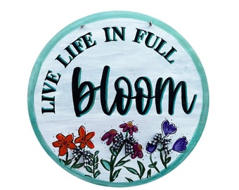 rustic spring welcome sign | inspirational wall art | 18" wood round | mothers day gift