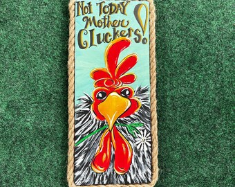 Whimsical Rooster Artwork | Hand Painted Rustic Farmhouse Decor