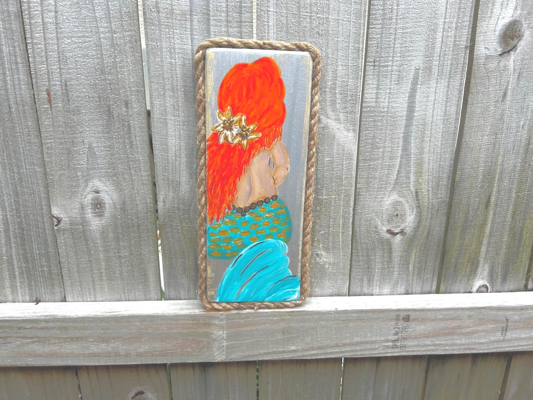 Mermaid Wall Art | Coastal Home Decor | Hand Painted Wood Sign | Custom ...