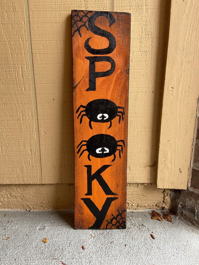 Spooky Halloween Porch Leaner Sign Hand Painted Hand Lettered Etsy