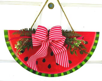 Handpainted Watermelon Door Hanger: Summer Fruit Wall Art