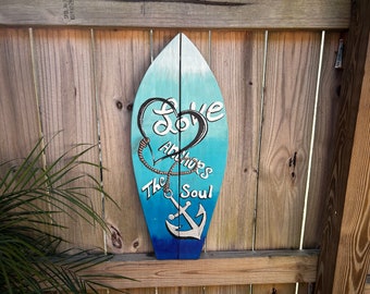 Tropical Surfboard Wall Art | Nautical Wall Decor | Front Porch Decor | Wedding Gift