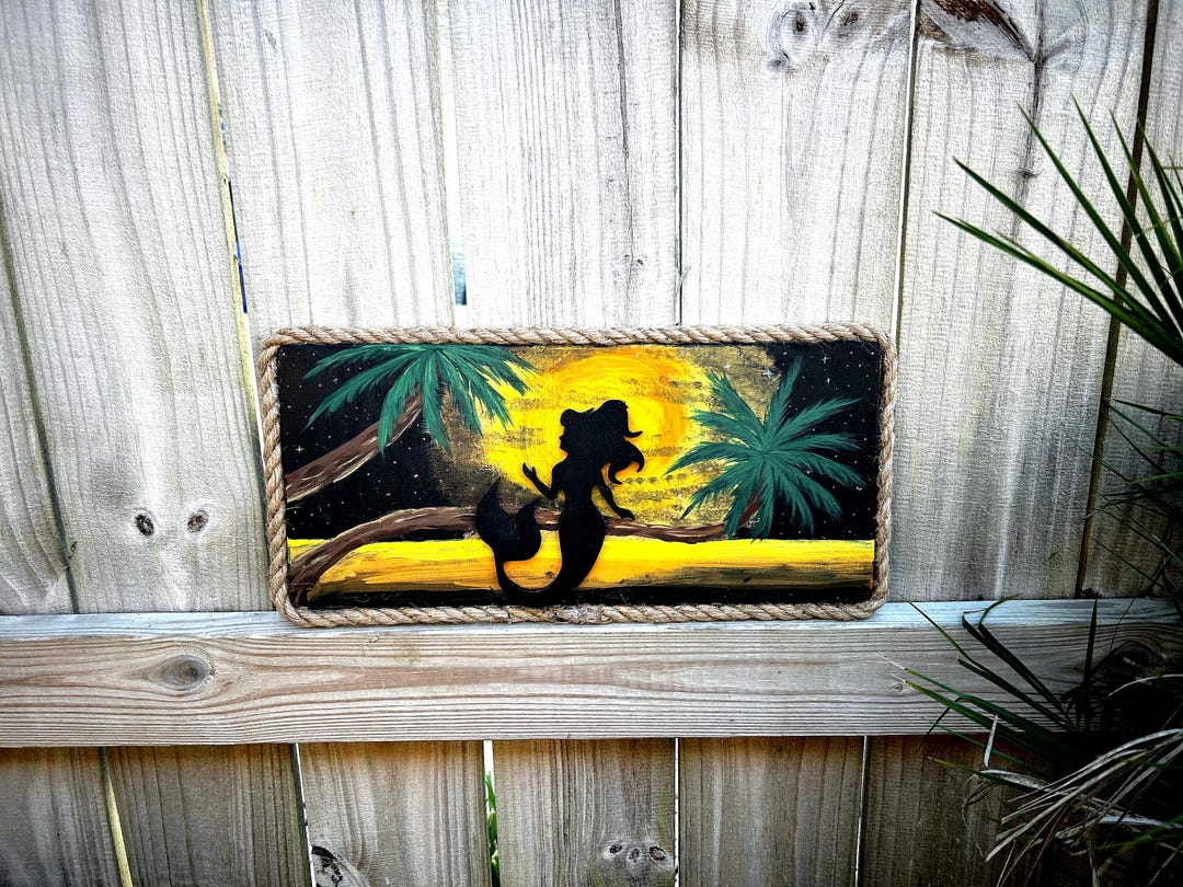 Mermaid Wall Art | Tropical Beach House Home Decor | Hand Painted Sign ...