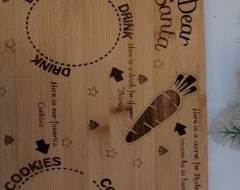 Christmas Eve / Wooden Santa Treat Plate, Platter Board, Place Mat - Personalisation Available