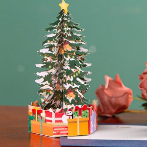 Paquet de 10 cartes de vœux pop-up 3D Joyeux Noël, cadeaux de Noël, sapin de Noël 3D, joyeuses fêtes, sapin