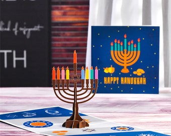 Happy Hanukkah handmade Card 3D Chanukah pop up Greeting Card Hanukkah pop up card, pop up card, Hanukkah card