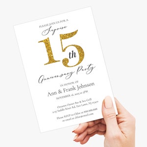 Minimalist 15th Wedding Anniversary Invitation Template 5x7 and Evite Included Editable DIY Editable Digital Template, photo collage