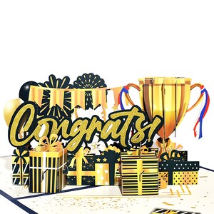 10 Pack Congrats pop-upkaart voor afstuderen, winnen, prestaties, housewarming, 3D Gefeliciteerd wenskaarten, gefeliciteerd!