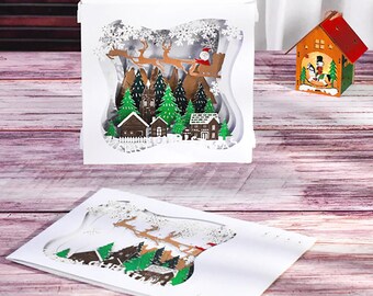 AIBAOBAO 3D Christas Cards, 2026 6PCS Pop Up Christas Greeting Cards