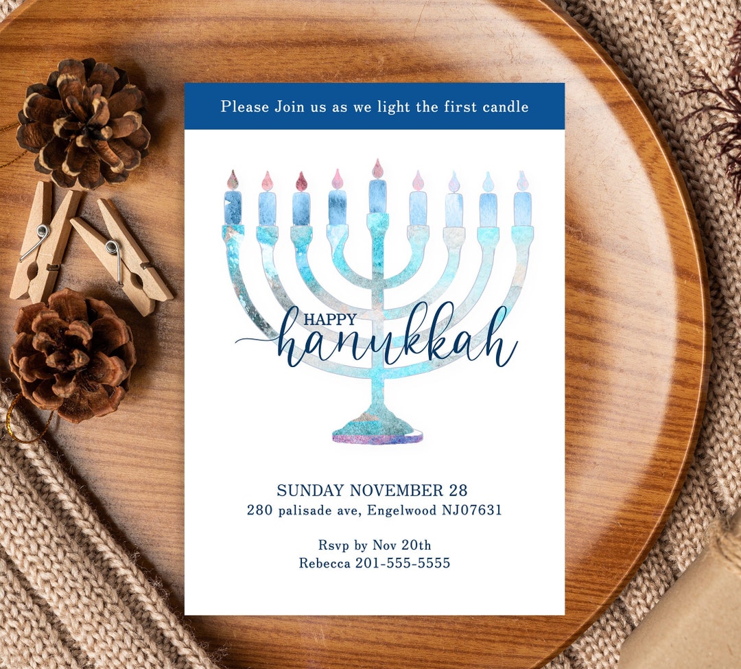 Editable Hanukkah Invitation Printable Hanukkah Party Instant Download