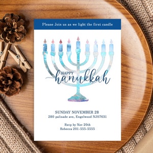 Editable Hanukkah Invitation Printable Hanukkah Party Instant Download Lighting Hanukkah Celebration Chanukah Invite Menorah