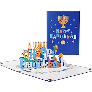 10 Pack Happy Hanukkah carte faite à la main 3D Chanukah pop up carte de voeux Hanukkah pop up card, pop up card, Hanukkah card,