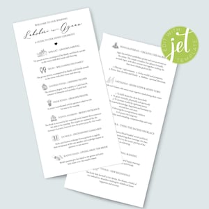 編集可能なエレガント/ミニマルなヒンズー教の結婚式プログラム、インドのグジャラート式結婚式儀式プログラムガイド、ハンナインディアンデザイン