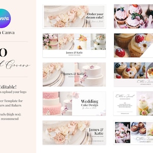 Facebook cover template | Baking and sweets, cakes, cupcakes | Facebook Banner | Facebook Branding | Editable Canva Template