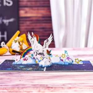 10 Pack Unicorn Card Gift 3D Pop-Up Birthday Cards for Kids, Cute Cartoon Animal Greeting Cards Handmade, kids birthday card, pop-up cards