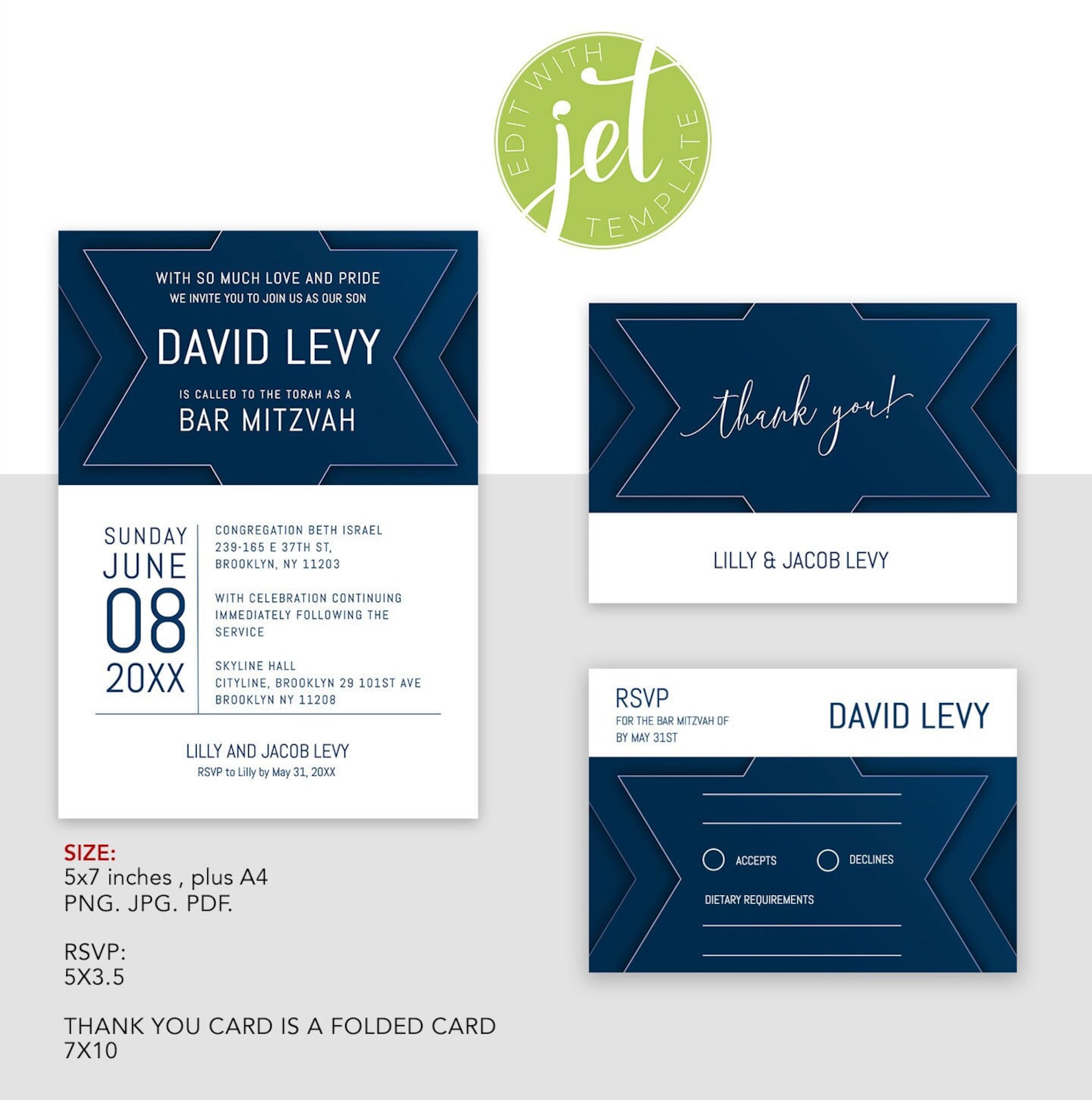 Bar Mitzvah Invitation INSTANT DOWNLOAD Printable Editable - Etsy