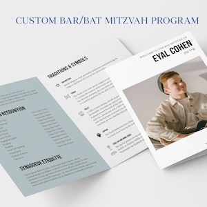 Custom Jewish Bar/Bat Mitzvah program, Infographic, Jewish Guide and Program, Jewish Explanation, Judaica Icons, guide Jewish ceremony