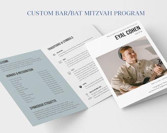 Custom Jewish Bar/Bat Mitzvah program, Infographic, Jewish Guide and Program, Jewish Explanation, Judaica Icons, guide Jewish ceremony