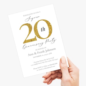 Minimalist 20th Wedding Anniversary Invitation Template 5x7 and Evite Included Editable DIY Editable Digital Template, photo collage