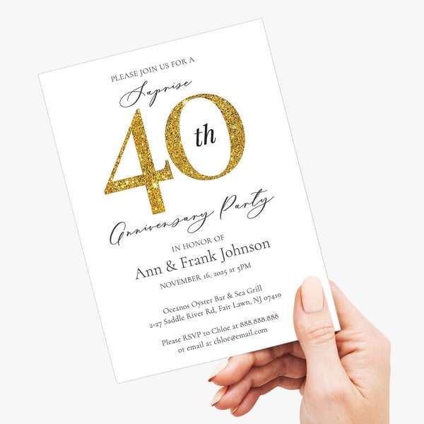 40th Wedding Anniversary Invitation Template - Etsy UK