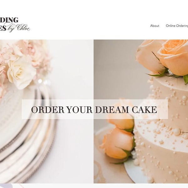 Wix Website Template - Wedding cake website - Cake Portfolio Gallery - luxury cakes - Wedding cake theme, flowers/Baking/Cupcakes