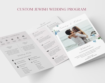 Custom Jewish Wedding program, Infographic, Jewish Guide and Program, Jewish Explanation, Judaica Icons, a guide to our Jewish ceremony