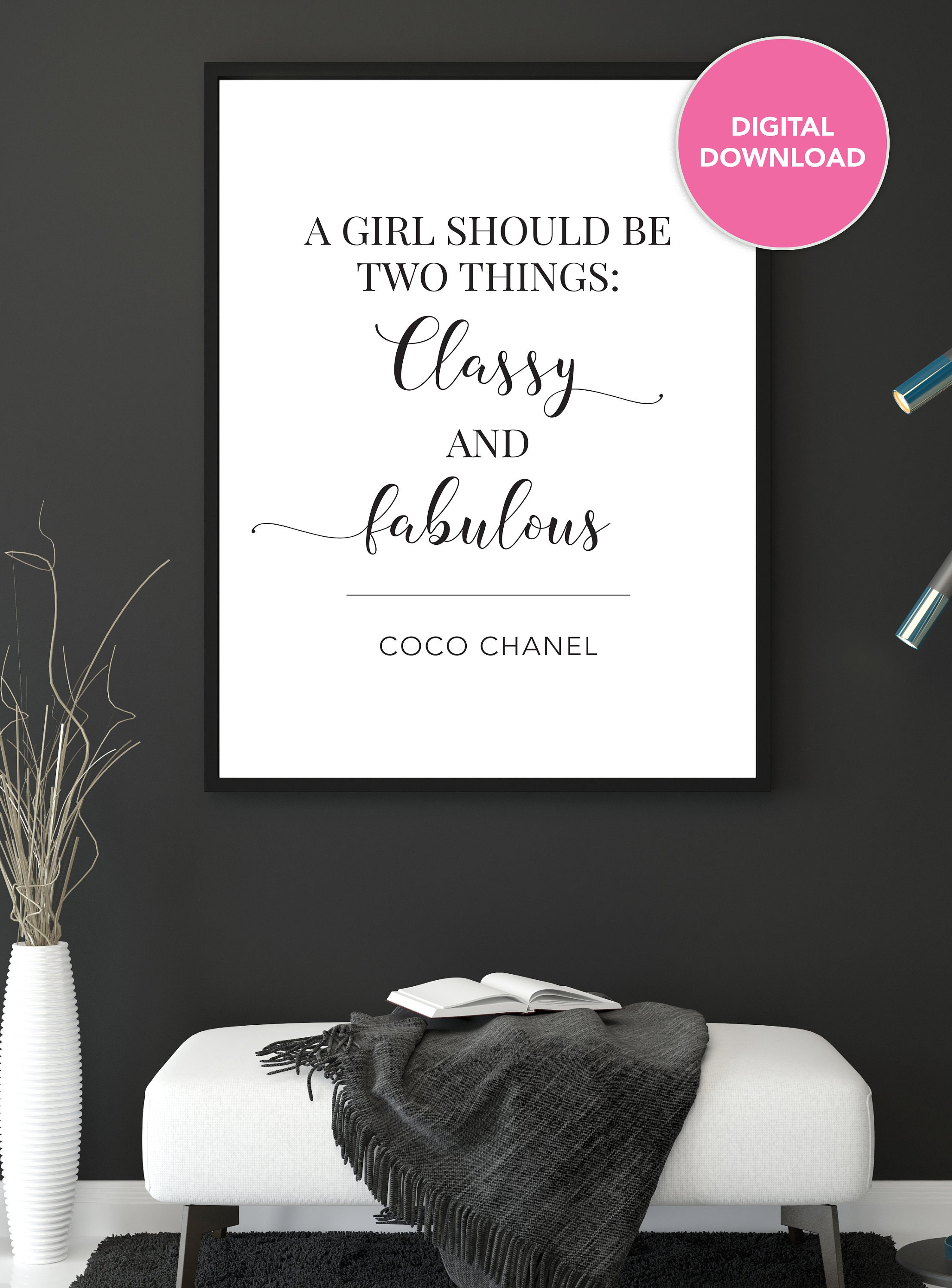  Coco Chanel Quote Classy and Fabulous Shirt (M, Crew Neck,  White) : Handmade Products