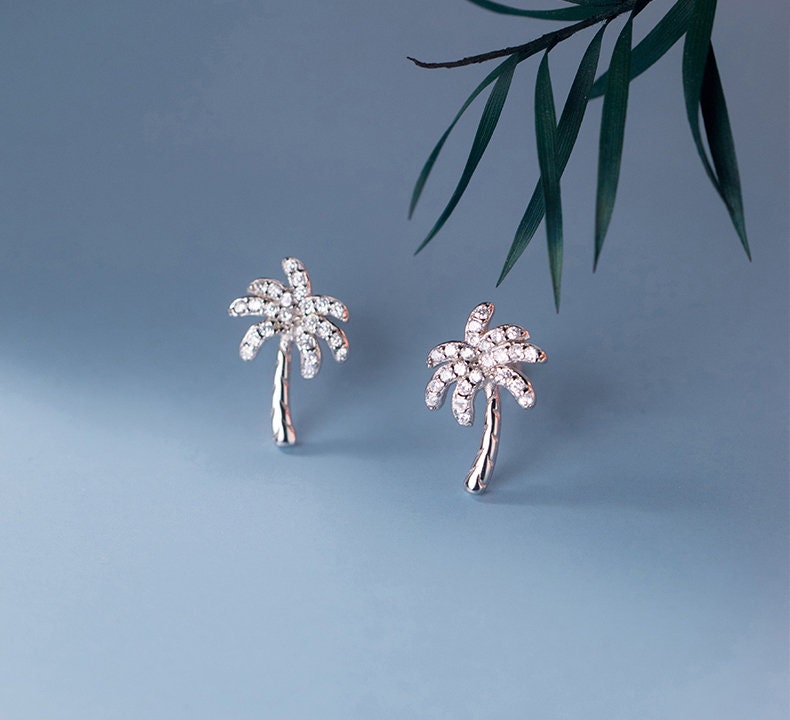 White gold palm tree best sale earrings