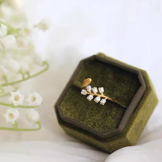 Gold Lily of the Valley Ring Lily Flower Ring Birth Flower Ring