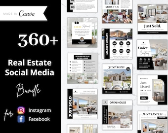 360+ Real Estate Instagram Posts Bundle, Real Estate Social Media Posts Bundle, Real Estate Marketing, Realtor Social Media Template