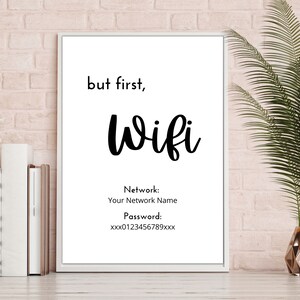 Wifi Password Sign, Wifi Sign Template, Minimalist Wifi Sign, Editable Wifi Sign, Wifi Sign Printable, Airbnb Wifi Sign