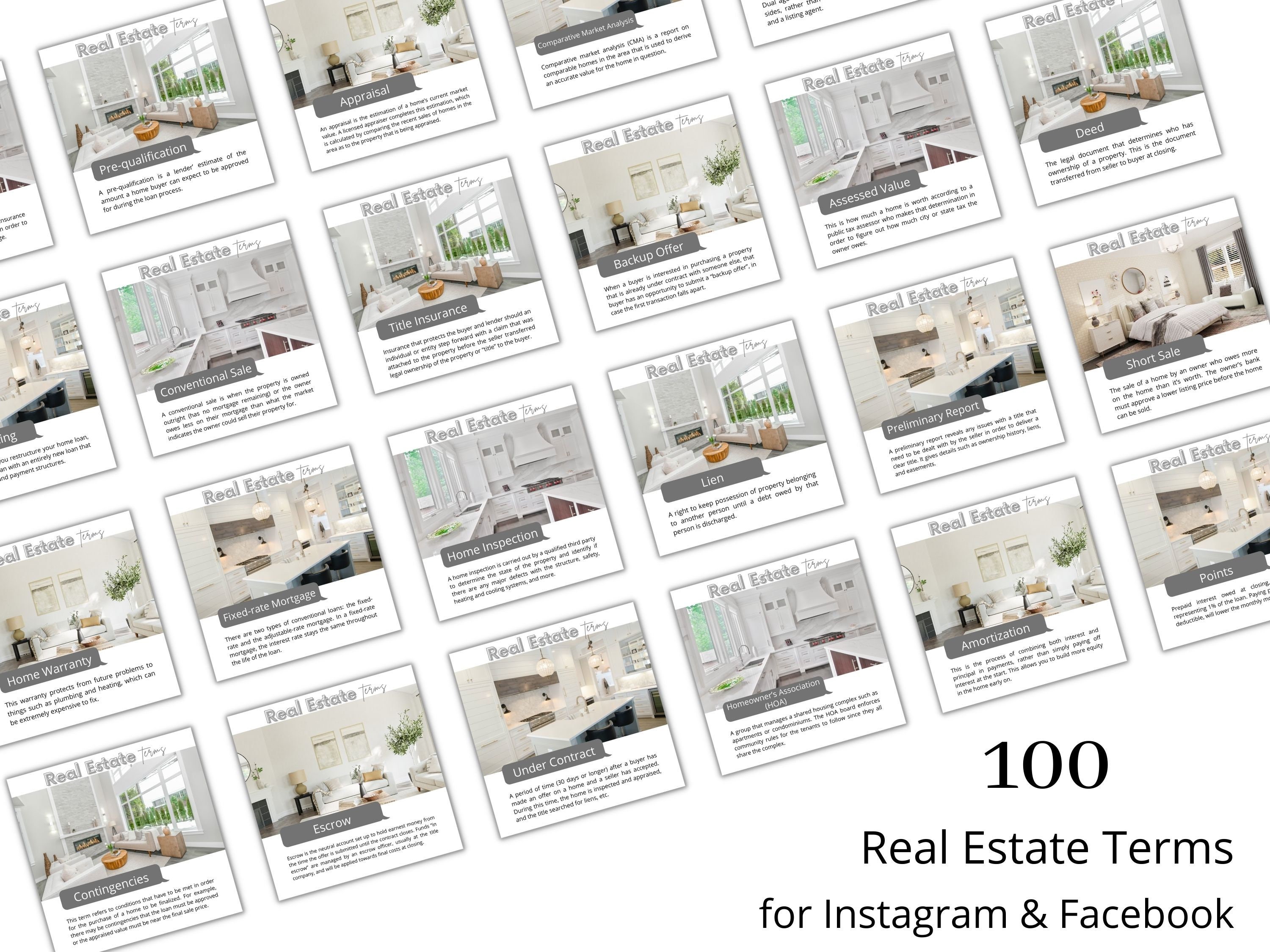 100 Real Estate Terms Social Media Posts, Real Estate Instagram Posts ...