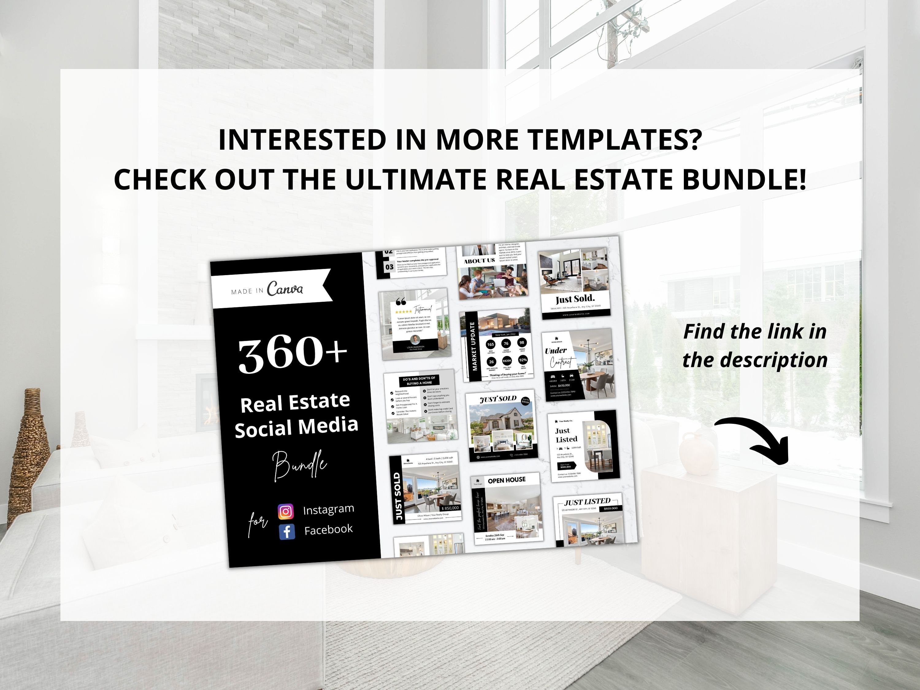 100 Real Estate Instagram Posts Bundle, Real Estate Social Media ...