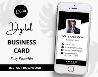 Digital Business Card Template, Real Estate Business Card, Realtor Business Card Template, Real Estate Marketing, Real Estate Template