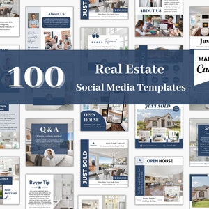100 Instagram Instagram Posts, Social Media Templates, Real Realtor Insta Post Templates