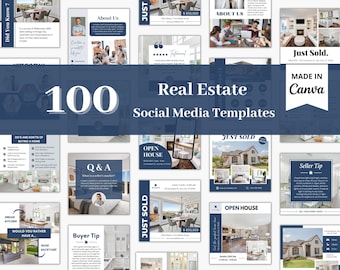 100 Real Estate Instagram Posts Bundle, Real Estate Social Media Templates, Real Estate Marketing, Realtor Instagram Post Templates