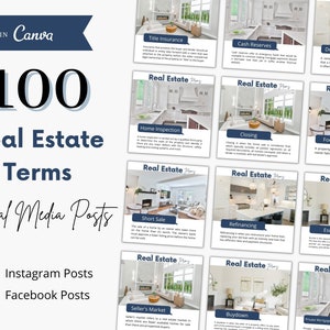 100 Real Estate Terms Social Media Posts, Real Estate Instagram Posts, Real Estate Vocabulary, Real Estate Marketing, Realtor Marketing