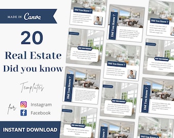 20 Real Estate Did You Know Social Media Posts, Did You Know Instagram Posts for Realtor, Real Estate Marketing, Real Estate Instagram Posts