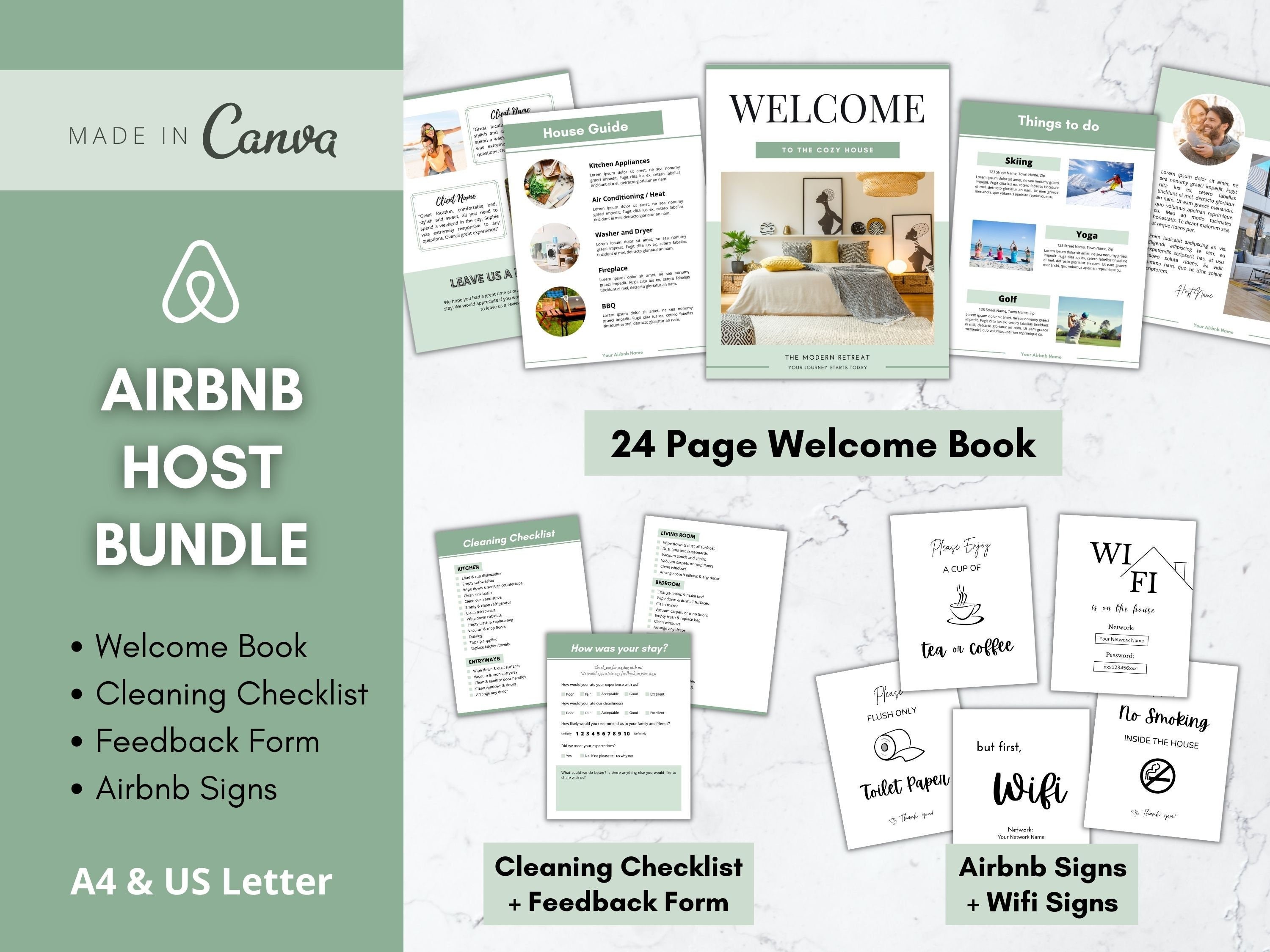 Airbnb Host Bundle, Airbnb Welcome Book Templates, Airbnb Cleaning Checklists, Airbnb Signs, Airbnb Guest Book, Vacation Rental Welcome Book