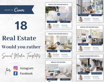 18 Real Estate Would You Rather Instagram Posts, &quot;Would You Rather&quot; Social Media Posts, Real Estate Marketing, Real Estate Social Media Post