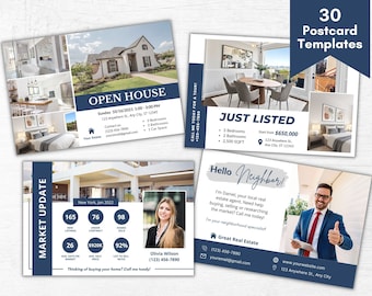 30 Real Estate Postcard Templates, Realtor Farming Postcards, Realtor Postcards, Real Estate Marketing, Realtor Marketing Postcards