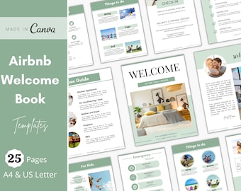Airbnb Welcome Book Template, Airbnb Guest Book, Vacation Rental Welcome Book, Editable Guest Book, VRBO Welcome Book, Airbnb Template