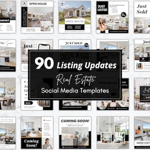 90 Real Estate Listing Update Social Media Posts, Listing Updates Instagram Posts, Real Estate Marketing, Just Sold, Just Listed, Open House