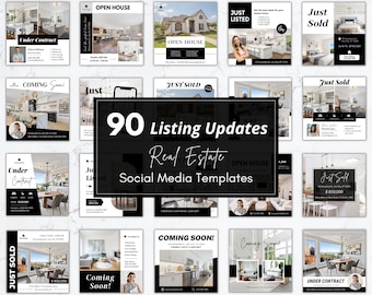 90 Real Estate Listing Update Social Media Posts, Listing Updates Instagram Posts, Real Estate Marketing, Just Sold, Just Listed, Open House