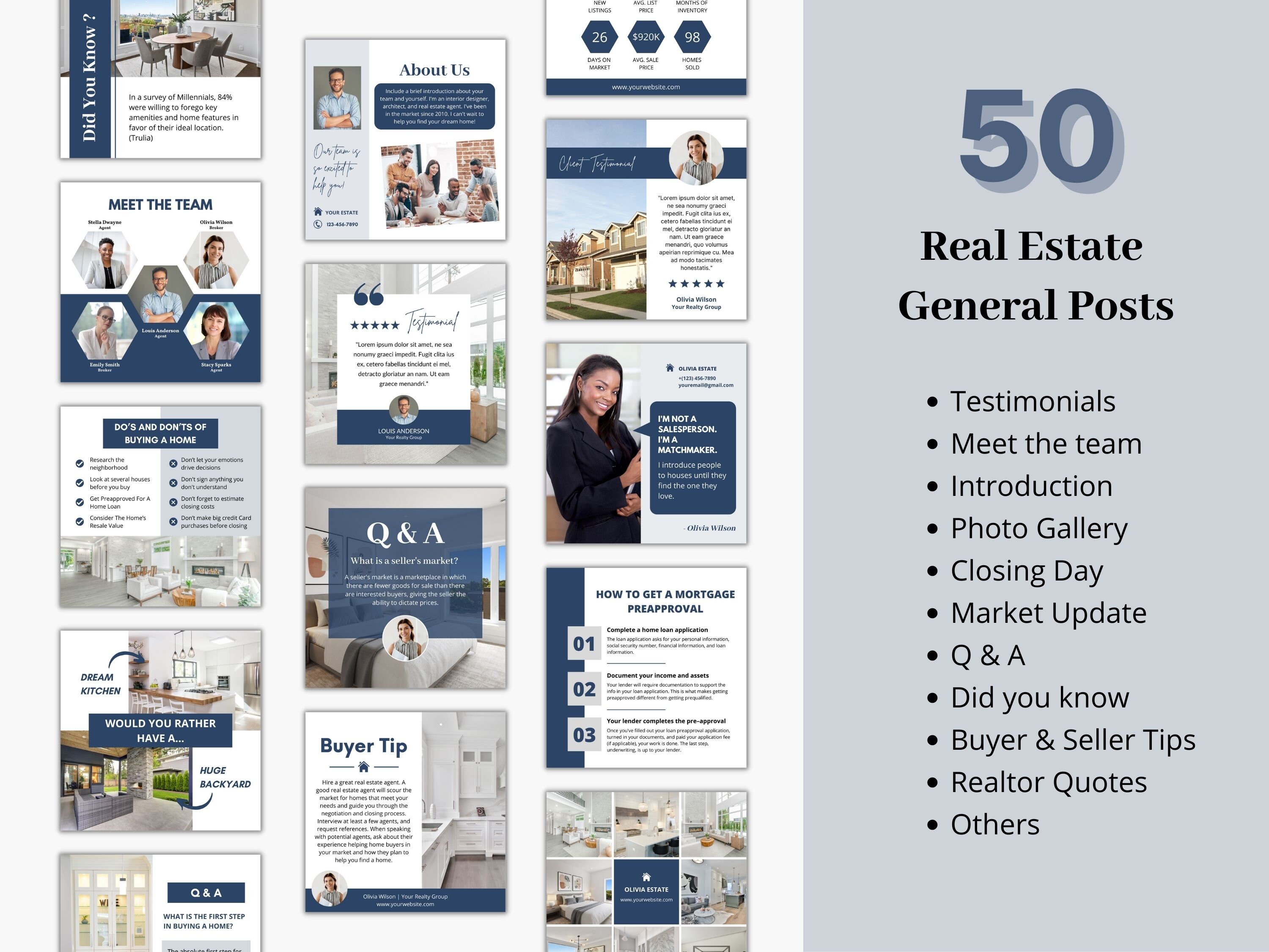 100 Real Estate Instagram Posts Bundle, Real Estate Social Media ...