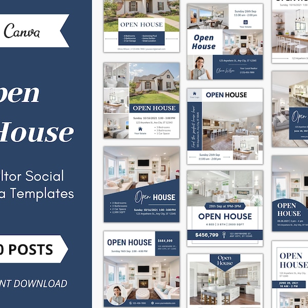 100 Real Estate Instagram Posts Bundle, Real Estate Social Media ...