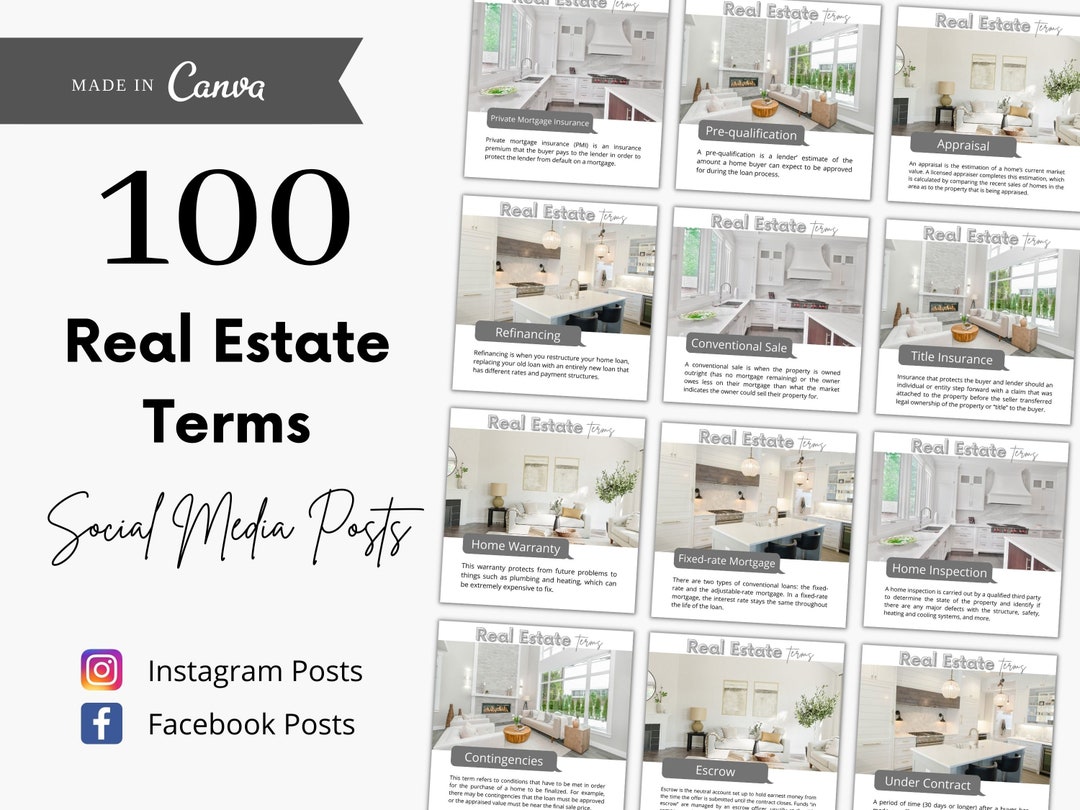 100 Real Estate Terms Social Media Posts, Real Estate Instagram Posts ...